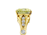 Yellow gold Fancy Yellow Radiant  Cut Diamond with Milgrain Marquise and Bezel Accents on a Solitaire Band with Prong Setting_197