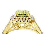 Yellow gold Fancy Yellow Radiant  Cut Double Halo Split Shank Diamond Ring with Prong Setting_53
