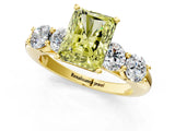 Yellow gold Fancy Yellow Radiant  Cut Five-Stone Prong Set Diamond Ring with Classic Band_33