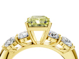 Yellow gold Fancy Yellow Radiant  Cut Five-Stone Prong Set Diamond Ring with Classic Band_36