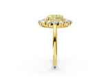 Yellow gold Fancy Yellow Radiant Cut Halo Cluster Diamond Ring with Pave Band and Four-Prong Setting_14