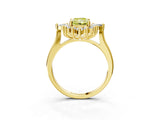 Yellow gold Fancy Yellow Radiant Cut Halo Diamond Cluster Ring with Marquise and Round Stones on a White Gold Band with Prong Setting_3