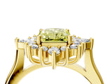 Yellow gold Fancy Yellow Radiant Cut Halo Diamond Cluster Ring with Marquise and Round Stones on a White Gold Band with Prong Setting_4
