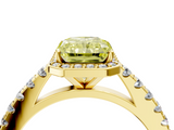 Yellow gold Fancy Yellow Radiant  Cut Halo Diamond Engagement Ring with Pave Band and Four-Prong Setting_32