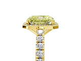 Yellow gold Fancy Yellow Radiant  Cut Halo Diamond Engagement Ring with Pave Band and Four-Prong Setting_33