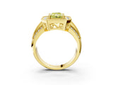 Yellow gold Fancy Yellow Radiant Cut Halo Diamond Engagement Ring with Pave Split Shank and Four-Prong Setting_3