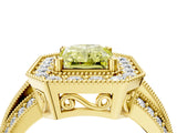 Yellow gold Fancy Yellow Radiant Cut Halo Diamond Engagement Ring with Pave Split Shank and Four-Prong Setting_4