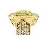 Yellow gold Fancy Yellow Radiant Cut Halo Diamond Engagement Ring with Pave Split Shank and Four-Prong Setting_5