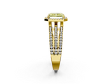 Yellow gold Fancy Yellow Radiant  Cut Halo Diamond Engagement Ring with Split Shank and Four-Prong Setting_22