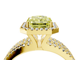 Yellow gold Fancy Yellow Radiant  Cut Halo Diamond Engagement Ring with Split Shank and Four-Prong Setting_24