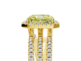 Yellow gold Fancy Yellow Radiant  Cut Halo Diamond Engagement Ring with Split Shank and Four-Prong Setting_25