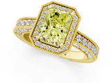 Yellow gold Fancy Yellow Radiant  Cut Halo Diamond Pave Band Ring with Four-Prong Setting_26
