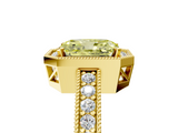 Yellow gold Fancy Yellow Radiant  Cut Halo Diamond Pave Band Ring with Four-Prong Setting_30