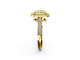 Yellow gold Fancy Yellow Radiant  Cut Halo Diamond Pave Band with Four-Prong Setting_71