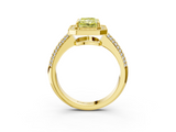 Yellow gold Fancy Yellow Radiant  Cut Halo Diamond Pave Band with Four-Prong Setting_72