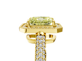Yellow gold Fancy Yellow Radiant  Cut Halo Diamond Pave Band with Four-Prong Setting_74