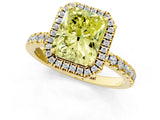 Yellow gold Fancy Yellow Radiant Cut Halo Diamond Pave Band with Prong Setting_1