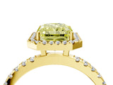 Yellow gold Fancy Yellow Radiant Cut Halo Diamond Pave Band with Prong Setting_4