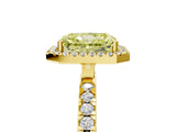 Yellow gold Fancy Yellow Radiant Cut Halo Diamond Pave Band with Prong Setting_5