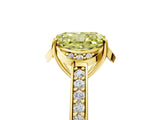 Yellow gold Fancy Yellow Radiant  Cut Halo Diamond Ring with Channel Set Band and Four-Prong Setting_37