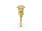 Yellow gold Fancy Yellow Radiant Cut Halo Diamond Ring with Milgrain and Bezel Accents on a Split Shank Band_14