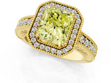 Yellow gold Fancy Yellow Radiant  Cut Halo Diamond Ring with Pavé Band and Four-Prong Setting_75