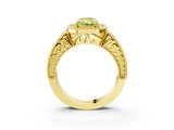 Yellow gold Fancy Yellow Radiant  Cut Halo Diamond Ring with Pavé Band and Four-Prong Setting_77