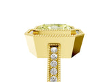 Yellow gold Fancy Yellow Radiant  Cut Halo Diamond Ring with Pavé Band and Milgrain Prong Setting_37