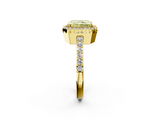 Yellow gold Fancy Yellow Radiant  Cut Halo Diamond Ring with Pave Band and Four-Prong Setting_26
