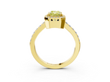 Yellow gold Fancy Yellow Radiant  Cut Halo Diamond Ring with Pave Band and Four-Prong Setting_27