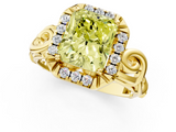 Yellow gold Fancy Yellow Radiant  Cut Halo Diamond Ring with Scrollwork Band and Four-Prong Setting_54