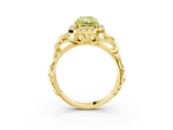 Yellow gold Fancy Yellow Radiant  Cut Halo Diamond Ring with Scrollwork Band and Four-Prong Setting_56