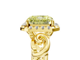 Yellow gold Fancy Yellow Radiant  Cut Halo Diamond Ring with Scrollwork Band and Four-Prong Setting_58