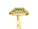 Yellow gold Fancy Yellow Radiant Cut Halo Diamond Ring with Solitaire Band and Prong Setting_5