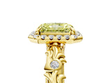 Yellow gold Fancy Yellow Radiant Cut Halo Diamond Solitaire with Filigree Band and Four-Prong Setting_5
