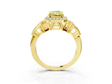 Yellow gold Fancy Yellow Radiant Cut Halo Diamond Split Shank Engagement Ring with Four-Prong Setting_3