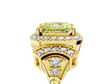 Yellow gold Fancy Yellow Radiant Cut Halo Diamond Split Shank Engagement Ring with Four-Prong Setting_5