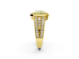 Yellow gold Fancy Yellow Radiant Cut Halo Diamond Split Shank Ring with Prong Setting_2