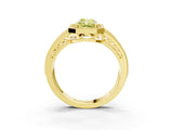 Yellow gold Fancy Yellow Radiant Cut Halo Diamond Split Shank Ring with Prong Setting_3
