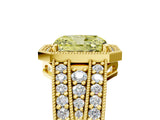 Yellow gold Fancy Yellow Radiant Cut Halo Diamond Split Shank Ring with Prong Setting_5