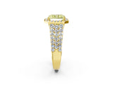 Yellow gold Fancy Yellow Radiant Cut Halo Pavé Diamond Engagement Ring with Split Shank and Four-Prong Setting_5