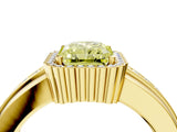 Yellow gold Fancy Yellow Radiant  Cut Halo Pave Band Four-Prong Ring_53