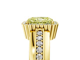 Yellow gold Fancy Yellow Radiant  Cut Halo Pave Band Four-Prong Ring_54