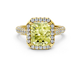 Yellow gold Fancy Yellow Radiant  Cut Halo Pave Band Four-Prong Setting Ring_20