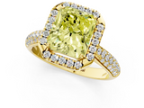 Yellow gold Fancy Yellow Radiant  Cut Halo Pave Band Four-Prong Setting Ring_21