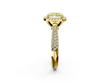 Yellow gold Fancy Yellow Radiant  Cut Halo Pave Band Four-Prong Setting Ring_22