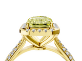 Yellow gold Fancy Yellow Radiant  Cut Halo Pave Band Four-Prong Setting Ring_24