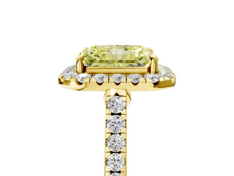 Yellow gold Fancy Yellow Radiant Cut Halo Pave Diamond Engagement Ring with Four-Prong Setting_5