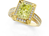 Yellow gold Fancy Yellow Radiant  Cut Halo Pave Split Shank Prong Setting Ring_54