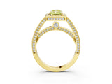 Yellow gold Fancy Yellow Radiant  Cut Halo Pave Split Shank Prong Setting Ring_56